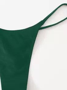 Swim Basics Đồ bơi liền thân màu trơn bãi biển mùa hè - Màu xanh lá cây đậm - Xem 4