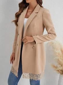 SHEIN Clasi 雙排扣束腰西裝外套 - 駝色 - 查看 4