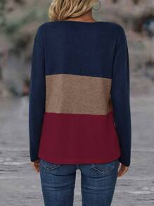 EMERY ROSE Women's Colorblock Long Sleeve T-Shirt Graphic Tees Women Tops For Spring - Multicolor - View 2