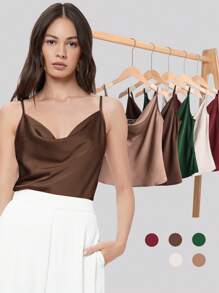 BizChic Top casual da donna senza maniche con motivo a camisole di , elegante e romantico color solido adatto per l'ufficio, uso quotidiano, autunno