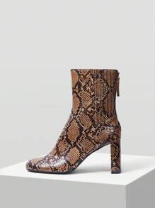 MOTF PREMIUM SNAKE PRINT WOMEN'S MID-CALF BOOTS - Brown - View 2