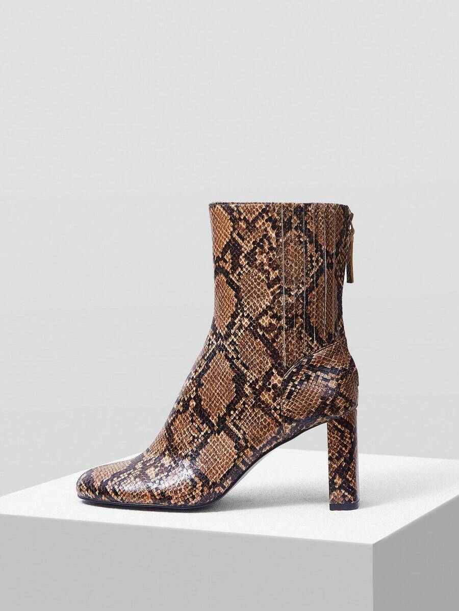 MOTF PREMIUM SNAKE PRINT WOMEN'S MID-CALF BOOTS - Brown - View 2