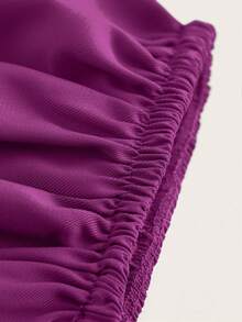 SHEIN DECDS Solid Color Lantern Sleeve Shirt - Purple - View 5