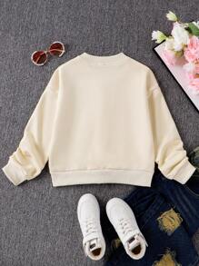 SHEIN Tween Girl 3d Floral Print Jacket - Apricot - View 2