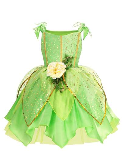 Vestido de fiesta para niñas con decoración floral 3D de malla y parches, vestido formal para niñas, vestido casual para niñas, vestido de noche para niñas, vestido de novia para niñas, adecuado para salidas, reuniones, fiestas de cumpleaños y otros eventos importantes