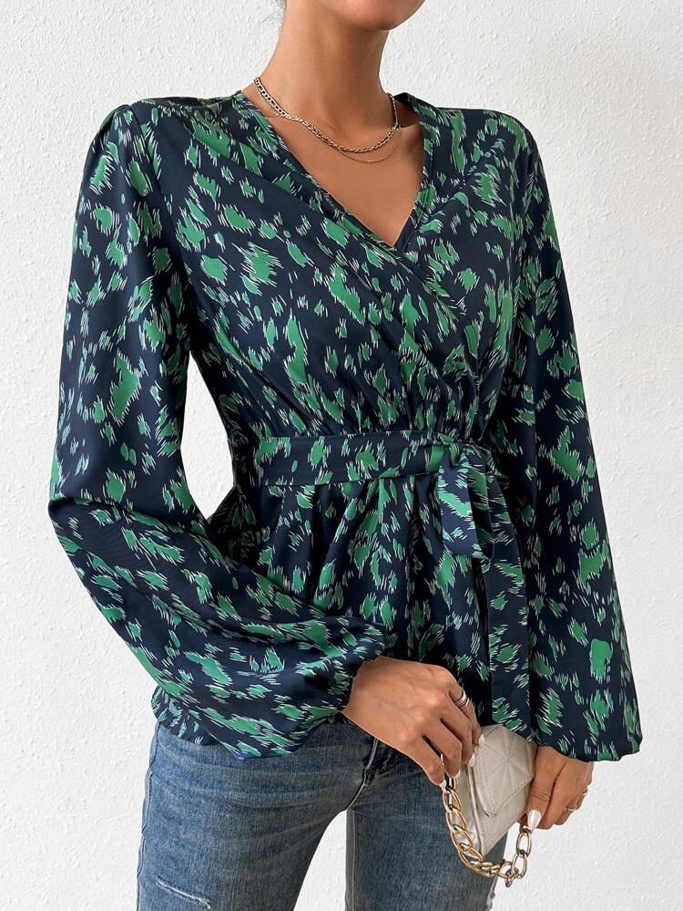 Women's Belted All-over Printed Shirt