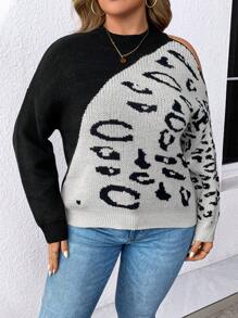 SHEIN Clasi Kích thước lớn Trang trí Thả vai Giải trí Áo len Áo chui đầu - Nhiều màu - Xem 4