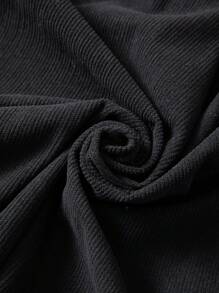 Sweetra Vestido de manga larga con bloque de color y ribete de encaje