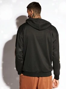 Manfinity VCAY Loose Men's Hooded Casual Sweatshirt With Tiger & Letter Print And Drawstring