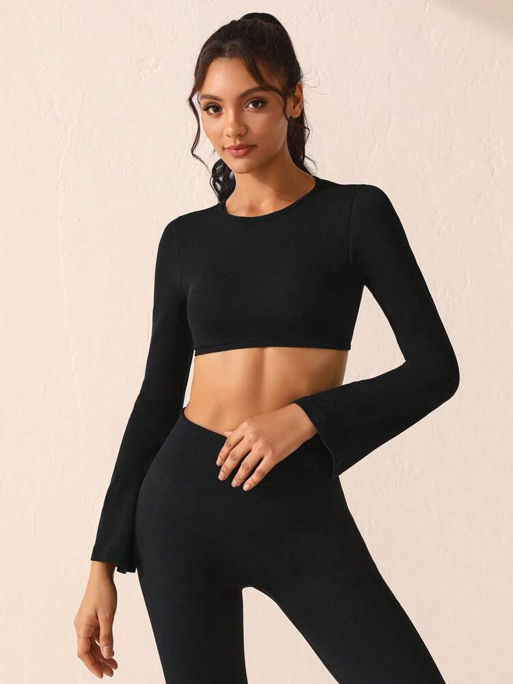 Knot Front Crop Top Sports T-shirt