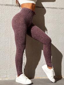 Muchica Quần tất nữ Dây kéo màu trơn Giải trí - Màu đỏ tím - Xem 3