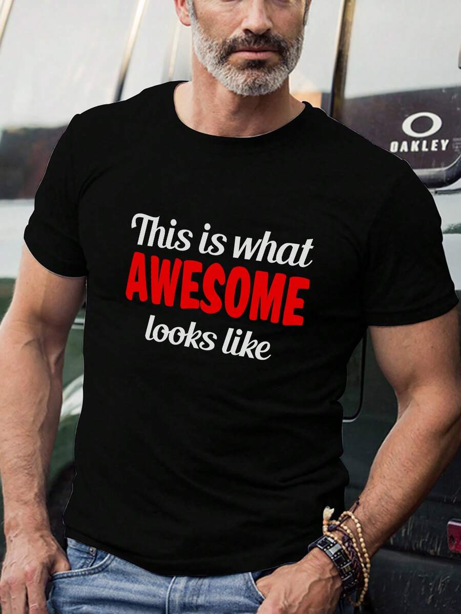 Manfinity Homme Men Plus Slogan Graphic Tee - Black - View 1