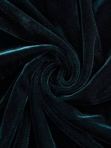 SHEIN Frenchy Vòng cổ Tay áo dài Nhung Đầm - màu xanh lá - Xem 3