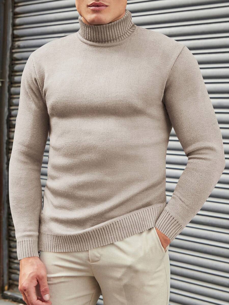 SHEIN Cottnline Suéter Sencillo De Color Sólido Para Hombre - Beis - Ver 1
