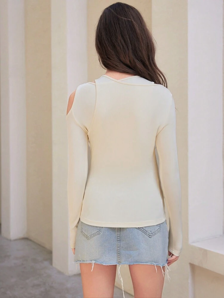 Ladies' Asymmetrical Collar Long Sleeve T-Shirt Fall Cloth For Women