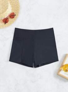 Swim SPRTY Boxer De Trajes De Baño De Color Sólido Para Damas En Carnaval - Negro - Ver 4