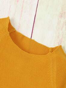 SHEIN Little Girls' Cartoon Pattern Raglan Sleeve Sweater - Yellow - View 4