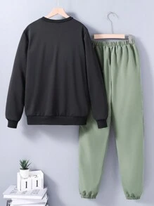 2 件裝男童長袖運動衫和運動褲 - 黑色 - 查看 2