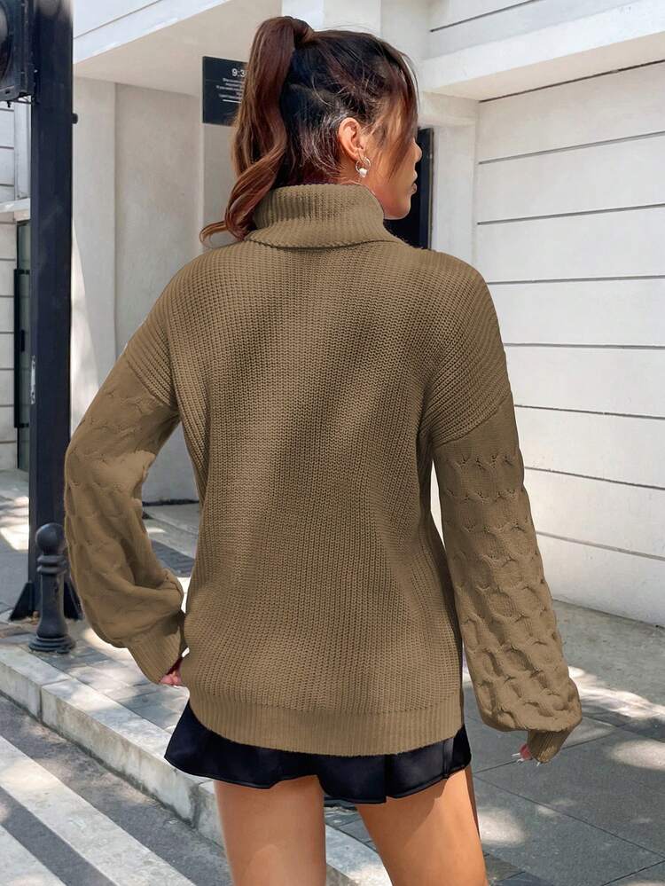 Women's Turtleneck Casual Long Sleeve Knit Pullover Fall Winter Sweater