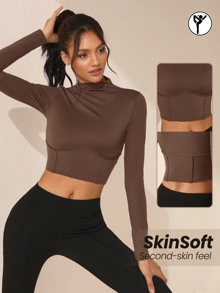 Women's Solid Color Stand Collar Sports T-shirt