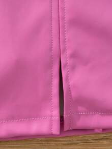 補間女童花卉印花喇叭袖襯衫和 Pu 皮裙帶蝴蝶結裝飾 2 件/套 - 粉色 - 查看 6