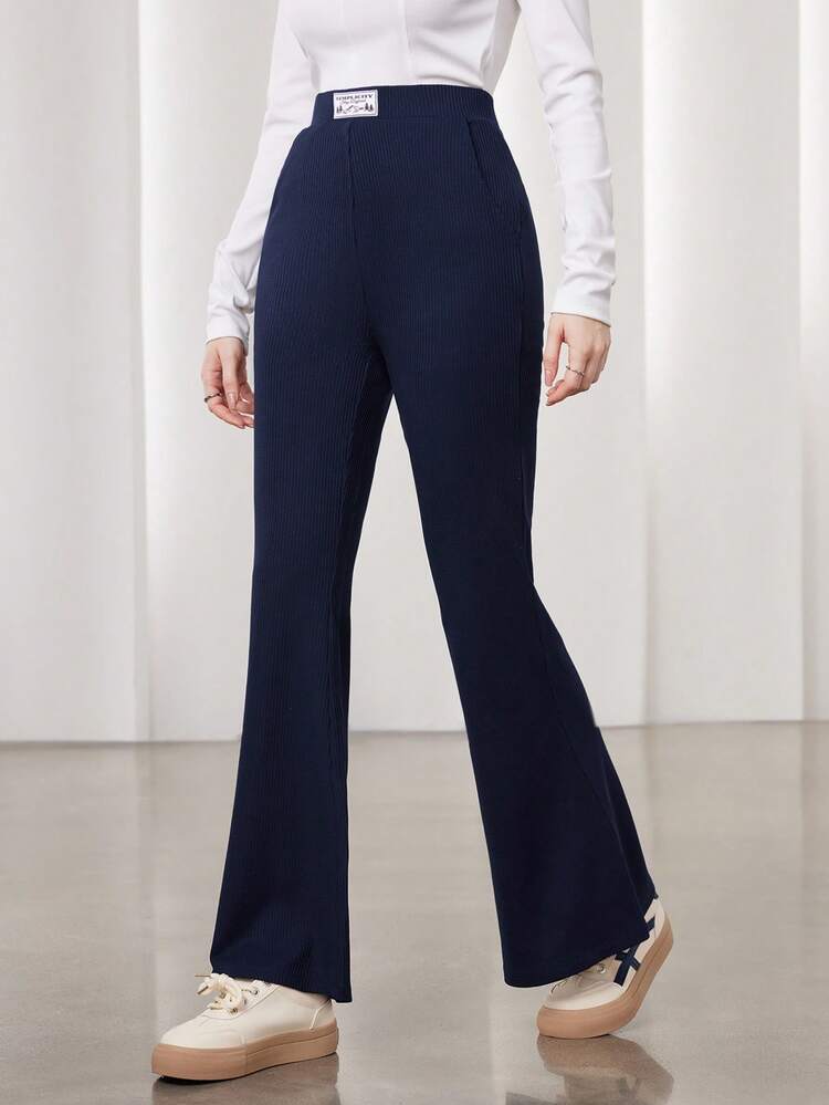 Women's High Waisted Flare Leg Knitted Pants