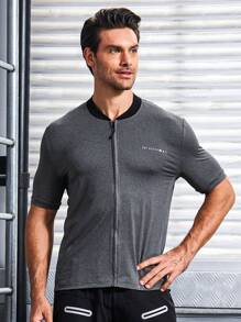 Gym Rark Chaqueta de ciclismo con patrón de letras y cierre frontal con cremallera para motociclista - Gris Oscuro - Ver 1
