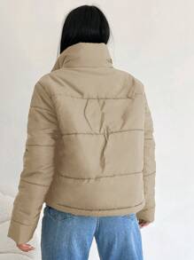 EURMUSE Zipper Front -padded Jacket - Beige - View 2