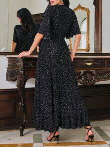 Shein 中長蓬鬆短袖交叉寬裙裝