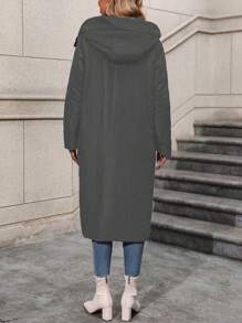 EMERY ROSE 前拉链连帽保暖加厚棉服外套冬季带内衬 - 灰色 - 查看 2