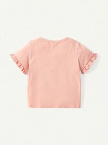 Cozy Pixies 3pcs Baby Girls' Cartoon Pattern Round Neck Ruffle Sleeve Tops Set - Pink - View 4