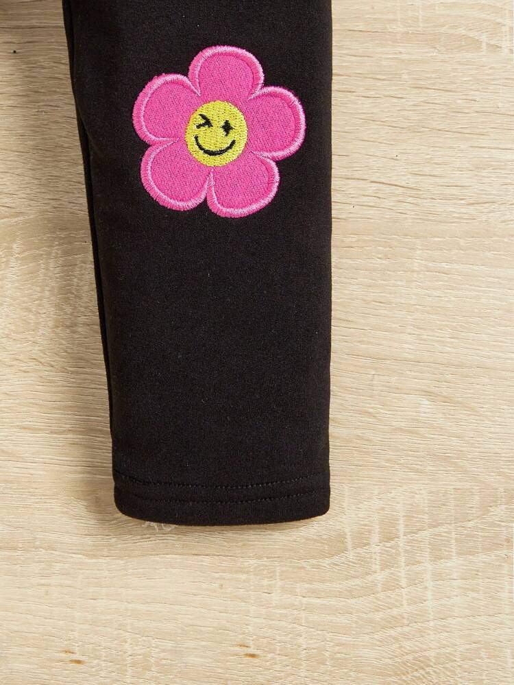 Baby Girls' Cute Long Sleeve Sweater With Ruffle Trim Floral Pattern Long Pants And Bag Set