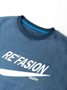 Winter Men's Boys' Casual Fleece Fashion Sweatshirt - Blue - View 3