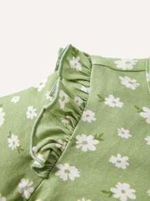 Cozy Pixies 3pcs Baby Girls' Cartoon Pattern Round Neck Ruffle Sleeve Tops Set - Pink - View 9