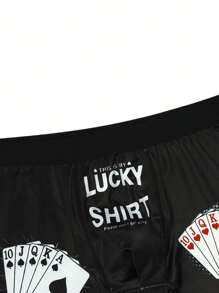 Men's Letter Playing Card Print Boxer Briefs - Multicolor - View 4