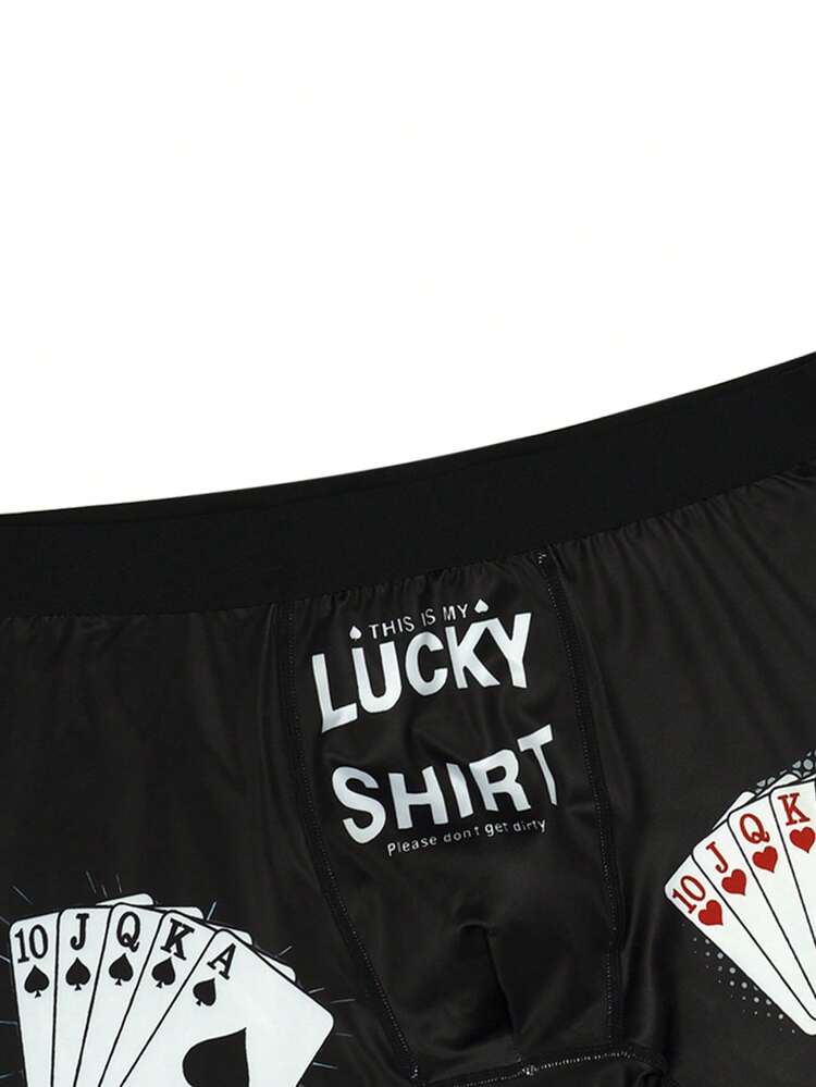 Men's Letter Playing Card Print Boxer Briefs