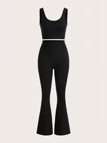 SHEIN Sports Women's Seamless Hooded Athletic Tracksuit - Black - View 2