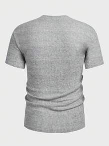 Manfinity Homme Nam Thon gọn Ngắn tay Sọc Áo thun - Màu Xám nhạt - Xem 2