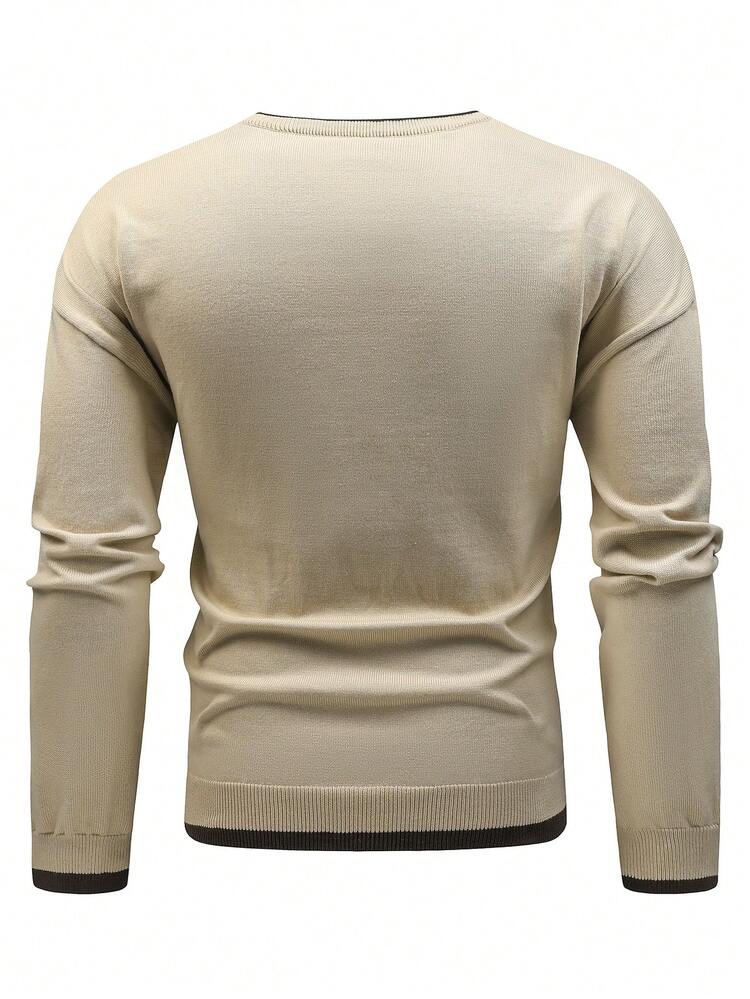 Men's Round Neck Sweater With Printed Pattern