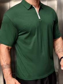 Manfinity VCAY Herren Poloshirt Mit Halbem Reißverschluss Und Lockerer Passform Für Kurze Ärmel