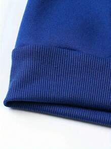 Moletom Masculino com Forro Quente e Estampa de Slogan - Azul Royal - Visão 5