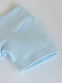 BOXMEMORY 1 pezzo Collant da ballerina per ragazze giovani, vestito da ballo a maniche corte, gonna in pizzo per ballerina, abiti per la pratica di danza, outfit per esibizioni - Blu - Visualizzare 4