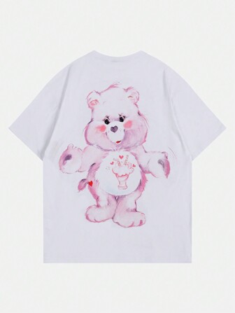 ROMWE X Care Bears Men Cartoon Print Short Sleeve T-Shirt, School