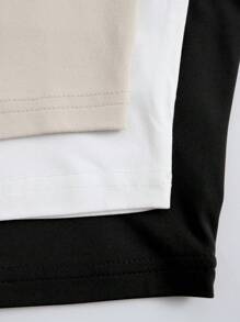 SHEIN Unity Round Neck Solid Short Sleeve Casual T-Shirt Crop Tee - Multicolor - View 4