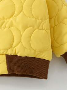 SHEIN Baby Boy Color Block Baseball Collar Padded Coat - Multicolor - View 5