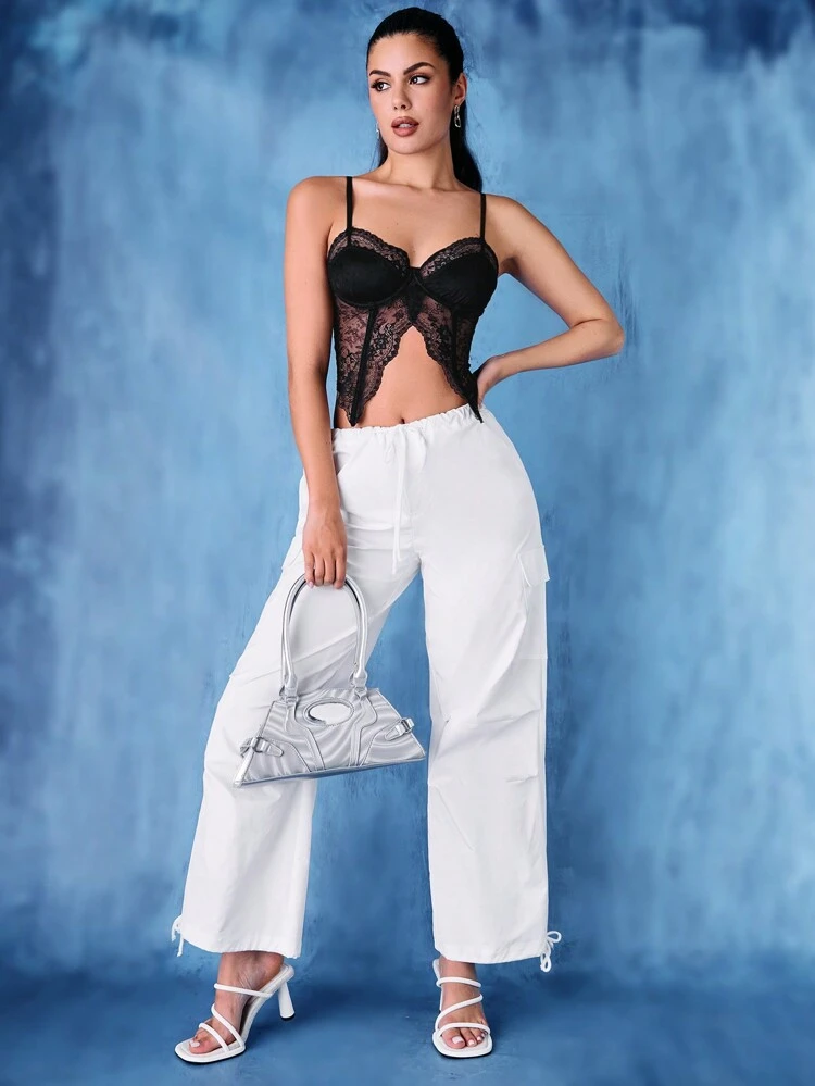 Lace Splice Asymmetrical Hem Camisole