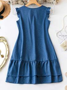 SHEIN LUNE Ruffle Trimmed Sleeveless Dress