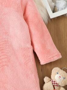 小女孩實色連帽長袍 - 粉色 - 查看 4