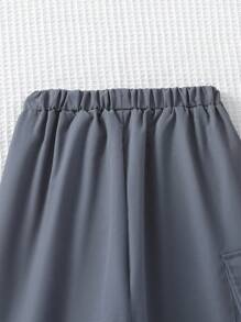SHEIN Tween Girls' Multifunctional Pocket Decor Cargo Pants - Grey - View 4