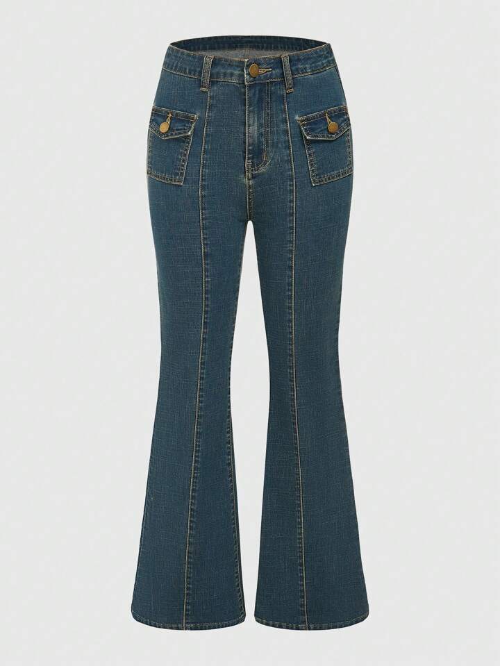 Our Grunge Punk Women's Vintage Flared Denim Pants With Star